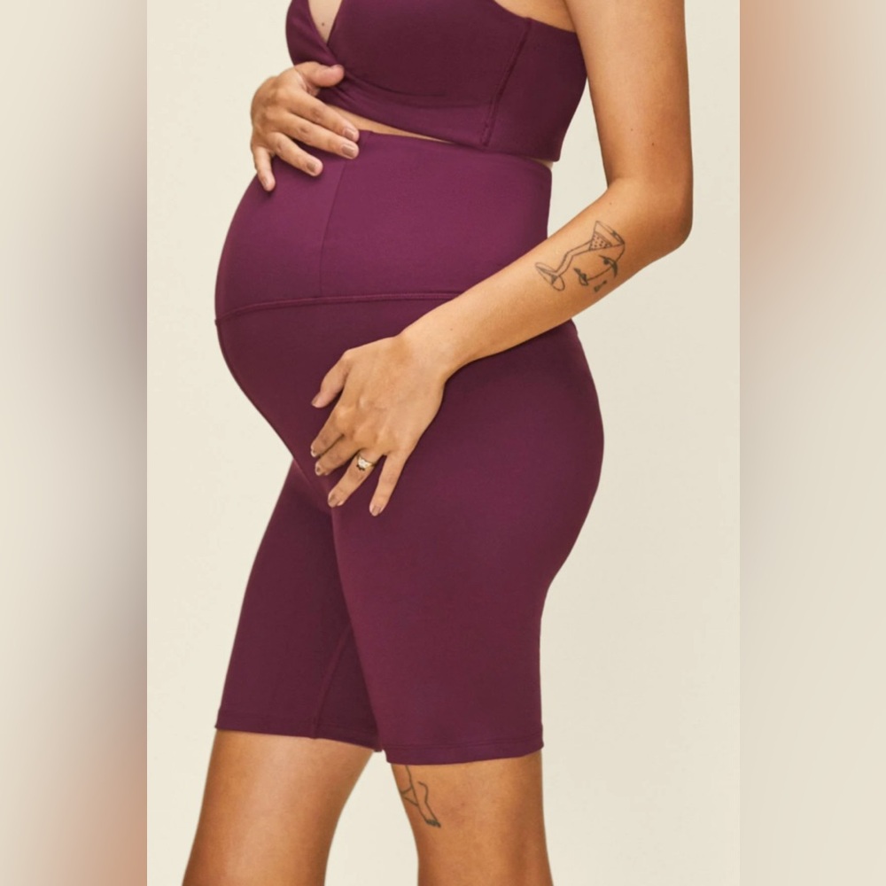 Girlfriend Collective Maternity Bike Shorts- Plum XXL